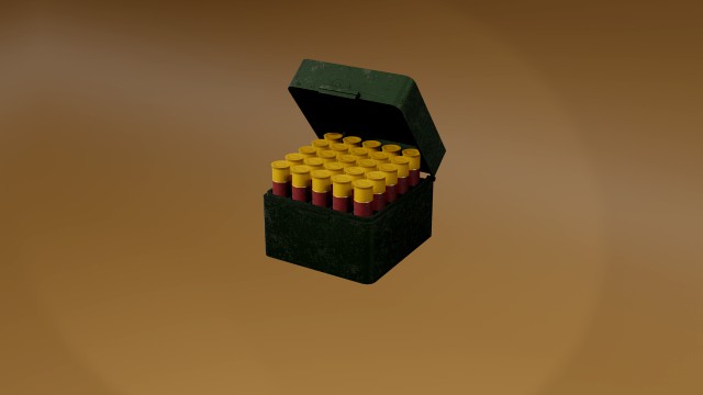 A box of bullets of 12mm caliber