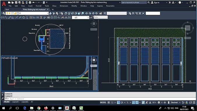 pintu sliding  autocad 2d