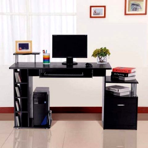 Workstation with Drawer Shelves CPU Storage Rack Home Office Furniture