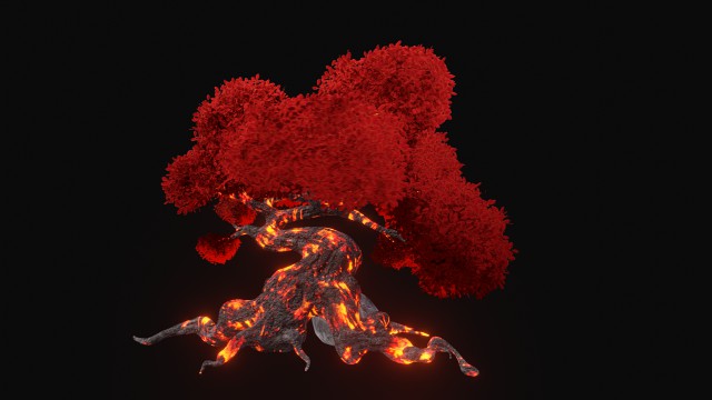 Stylized Lava Fantasy tree asset PBR low-poly game-ready