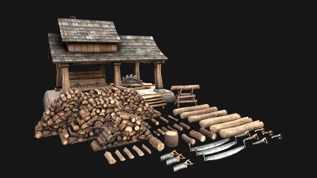 Sawmill and Lumberjack Set