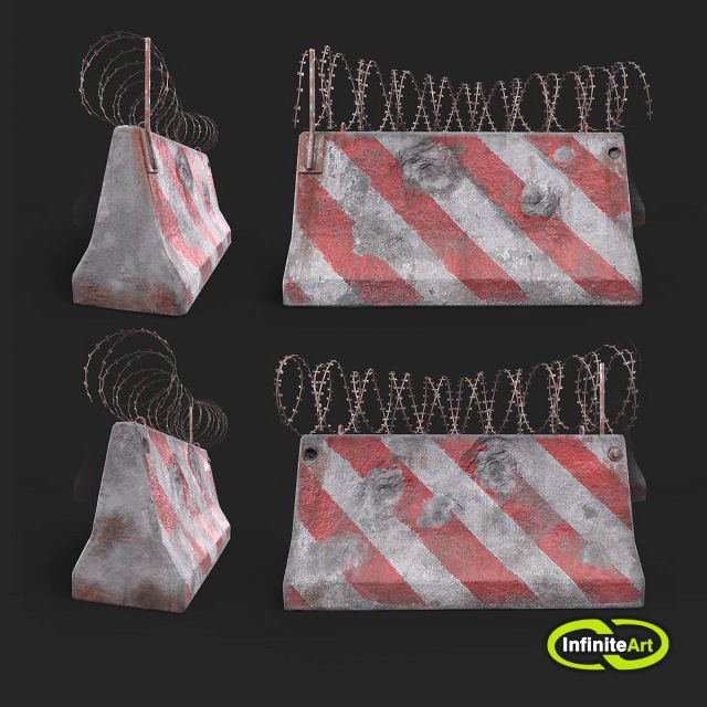 Concrete block with barbed wire Barricade