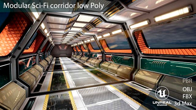 Modular Sci-Fi corridor vol 1 PBR Low-poly