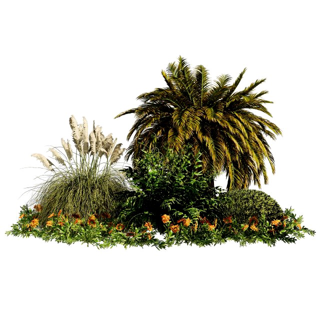 Outdoor Garden Set Palm Tree Bush flowers