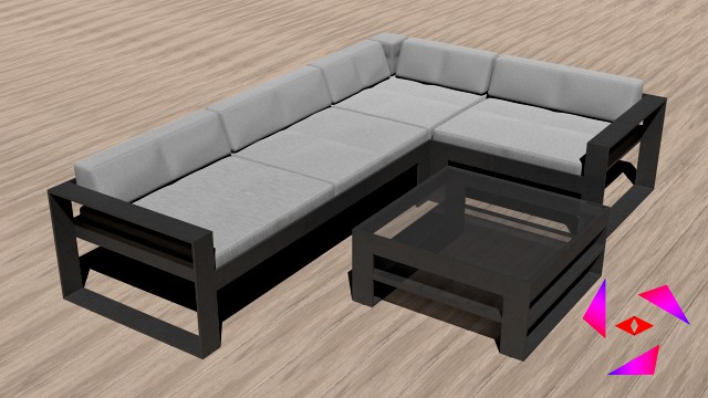 Ofa and coffee table for the terrace