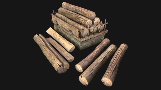 Sawmill Storage with Wooden Logs
