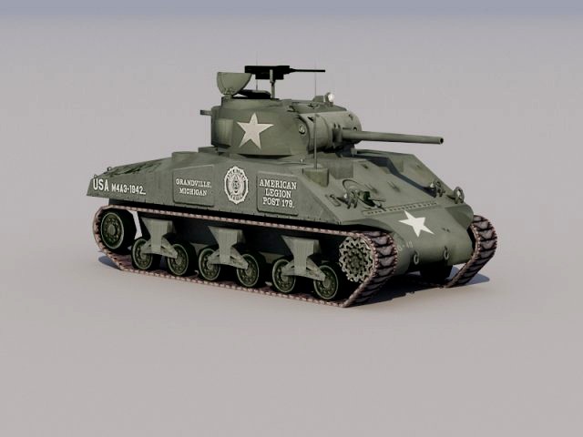 M4A3 Sherman tank low-poly