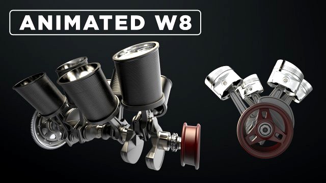W8 Engine Working Animated