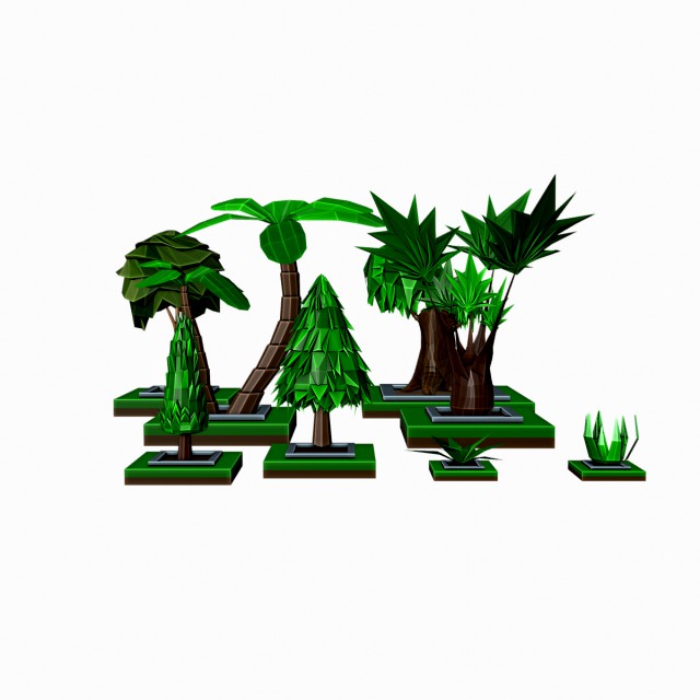 Isometric trees-lowpoly trees