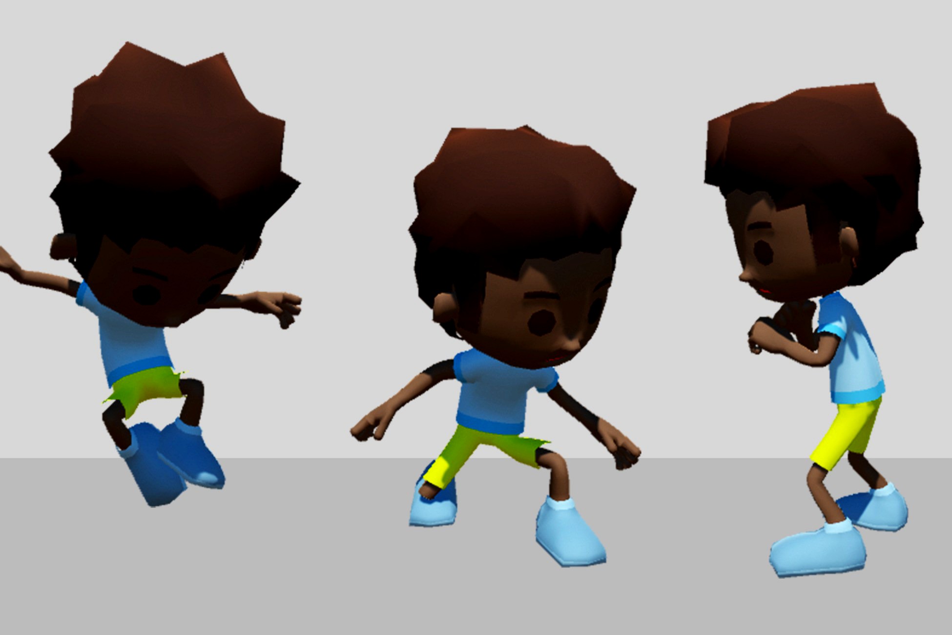 3D Character #004 - Black Boy - Animated - Low Poly - FBX