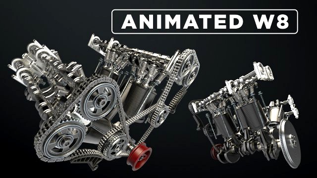 W8 Engine Working Animated