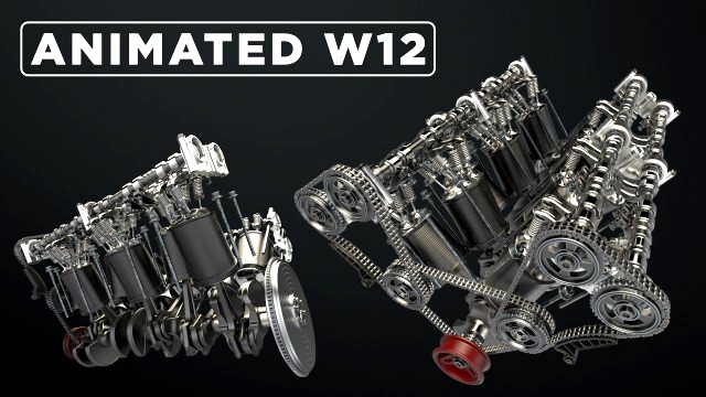 W12 Engine Working Animated