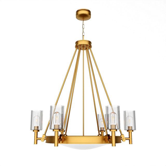 Collier-6-light-chandelier-in-heritage-brass-with-clear-glass