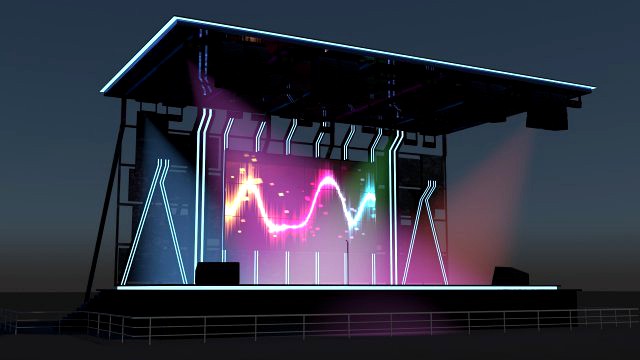 Concert Stage Area Low Poly Low-poly