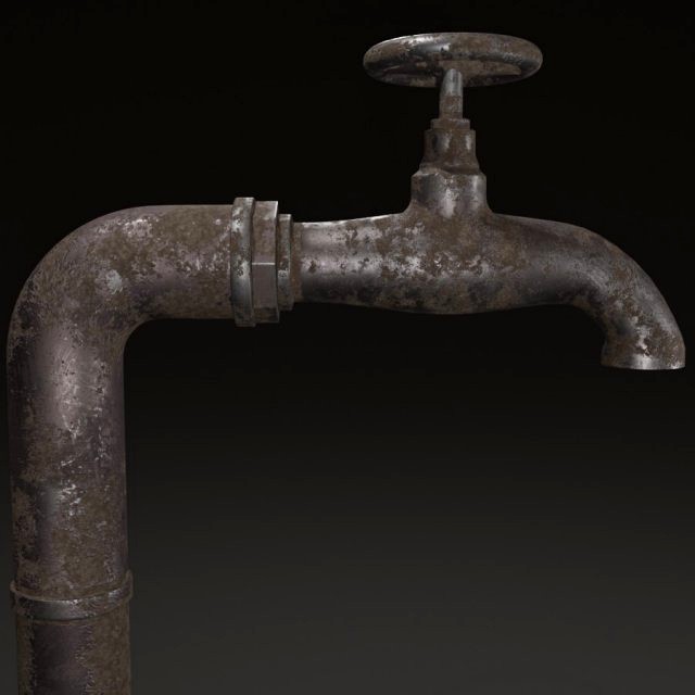 Old rustic water tap bucket PBR