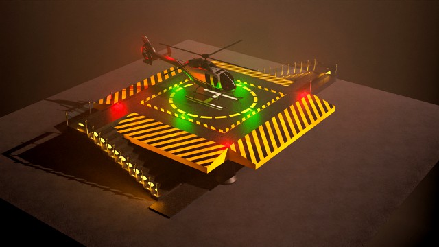 Helipad with Helicopter
