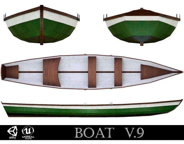 painted wooden boat v9