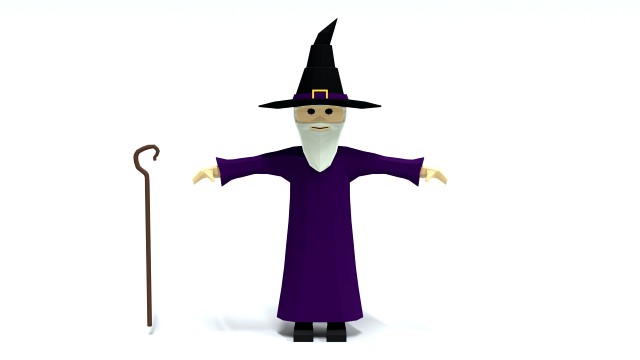 low poly cartoon wizard