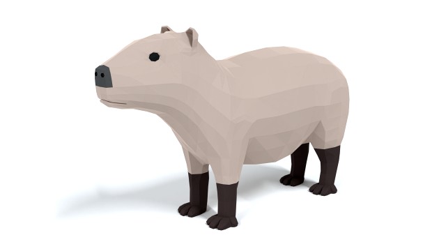 low poly cartoon capybara