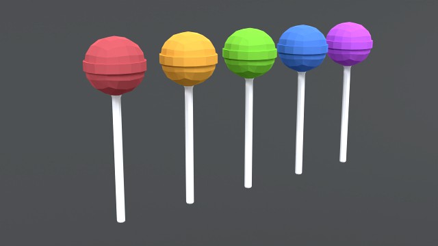 low poly cartoon lollipops