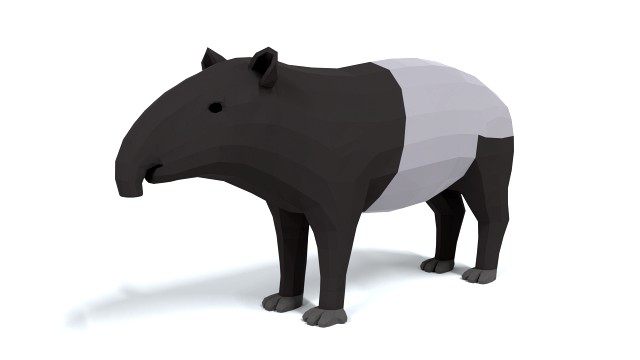 low poly cartoon tapir