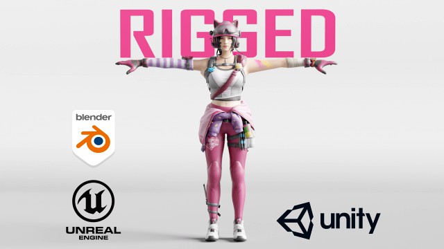 urban tracker anime - 3d rigged model low-poly