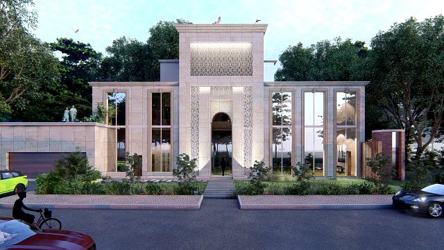 classic villa revit and lumion with 3d grass