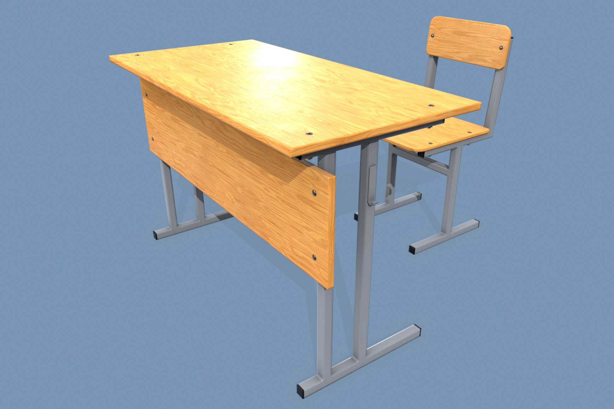 School Desk and Chair 3d model