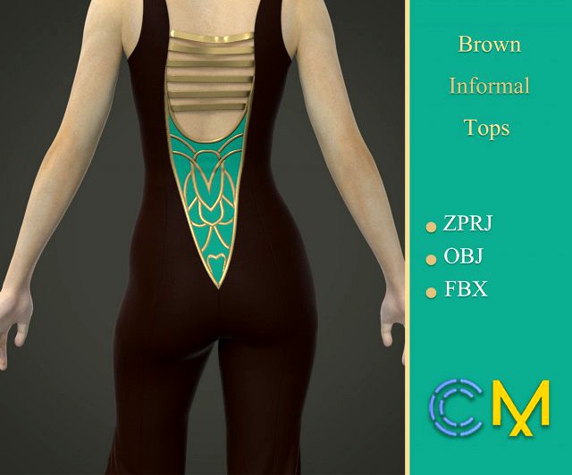 brown normal tops woman marvelous designer and clo3d