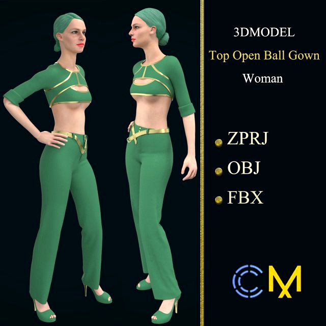 top open ball gown woman marvelous designer and clo3d