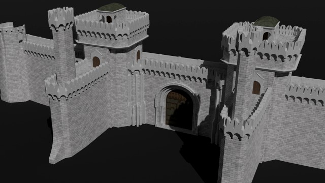 modular castle walls - 17 pieces with 1 trim sheet texture low-poly