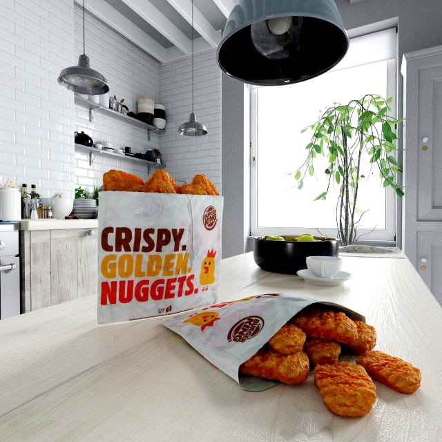 burger king nuggets photorealistic pbr low-poly