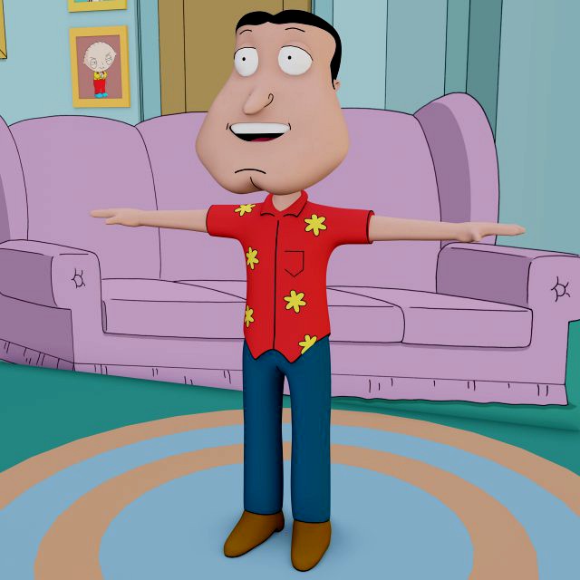 glenn quagmire from family guy - rigged low-poly