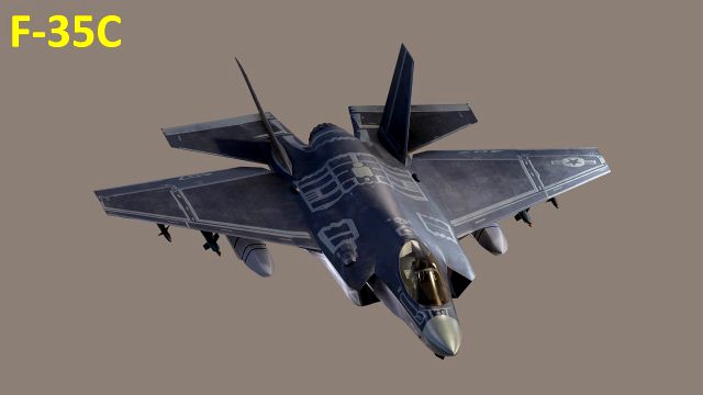 F35c lightning II - Fully rigged low-poly