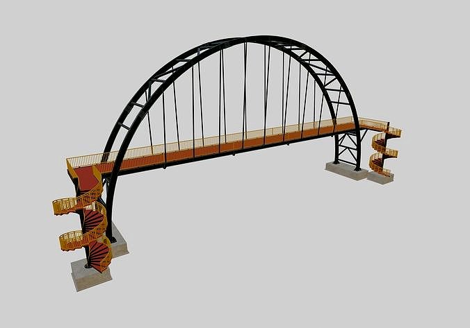 Steel Pedestrian Bridge-Arch Column Type-Spiral Stair-30