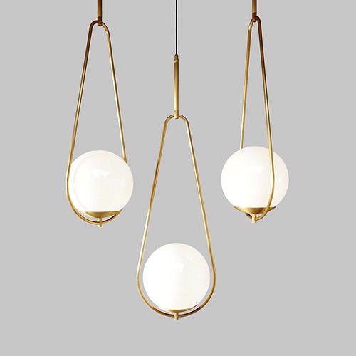 Pendant lamp kare loop brass