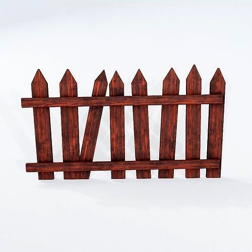 Wooden fence low poly 3d model