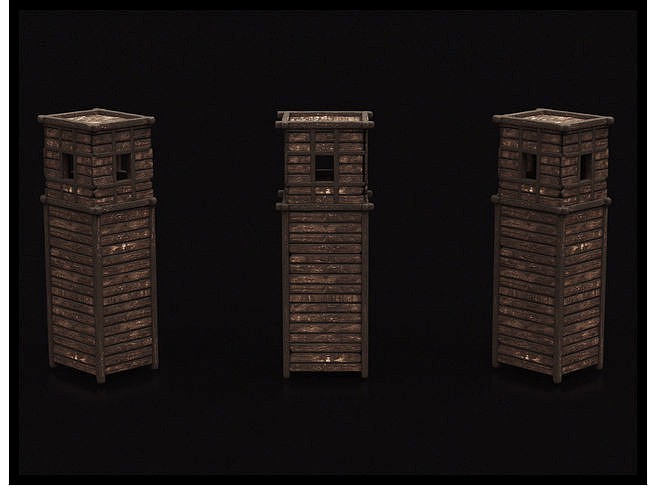 Medieval Wooden Tower 3D Model