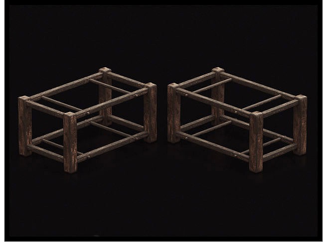 Medieval Wooden Fence 3D Model