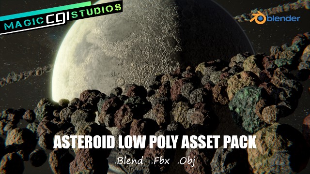 asteroid low poly asset pack - blender