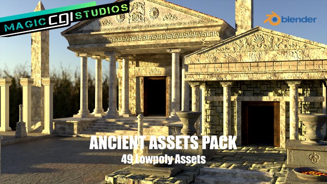 ancient assets pack - low poly - blender