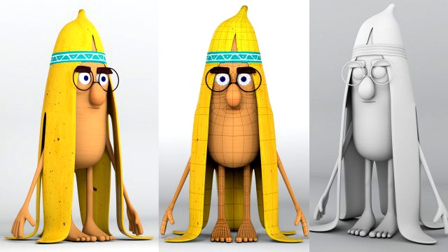 Banana character low-poly and print