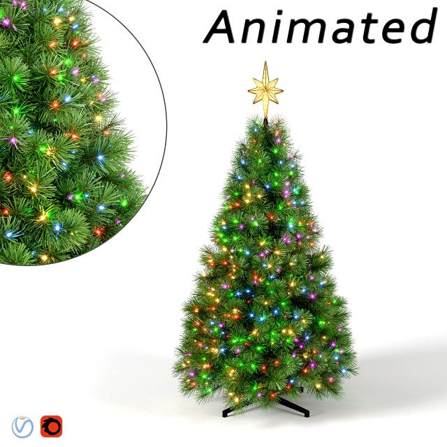 christmas tree with multicolor animated lights - 5 feet