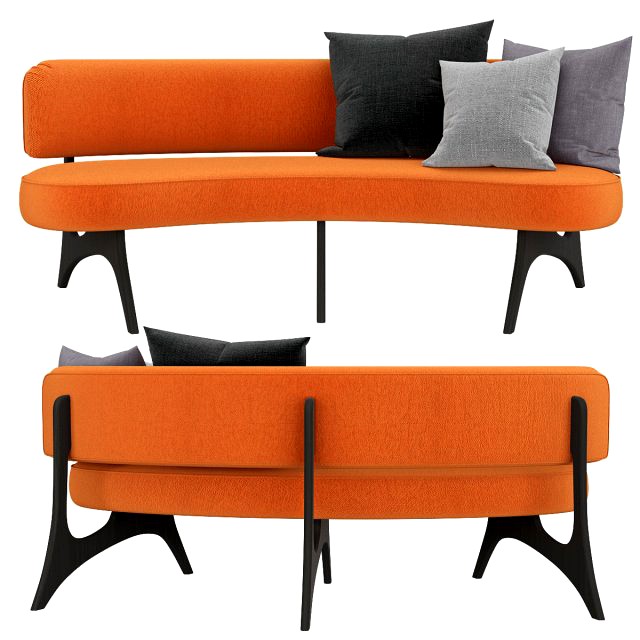 kagan style floating curved sofa