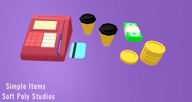 3d simple set - shopping pack low-poly