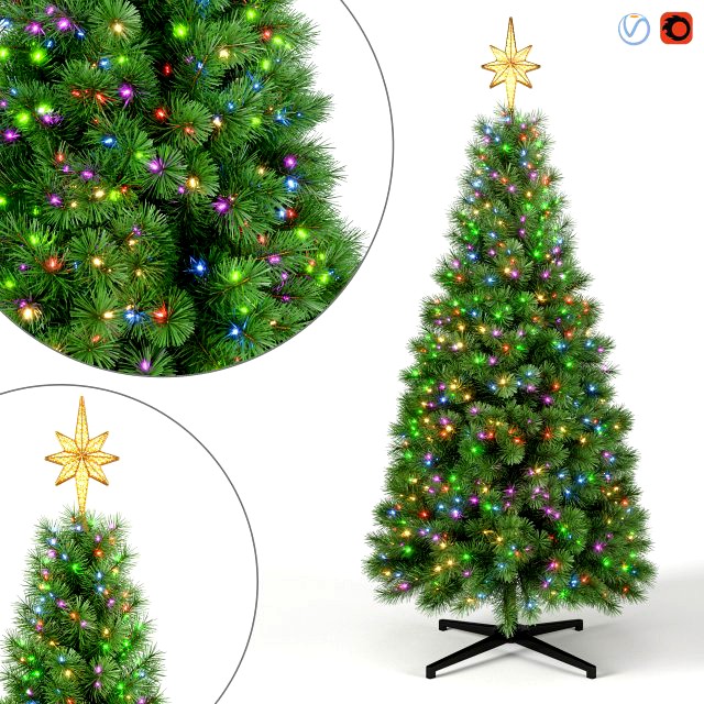 christmas tree 7 feet with multicolor lights