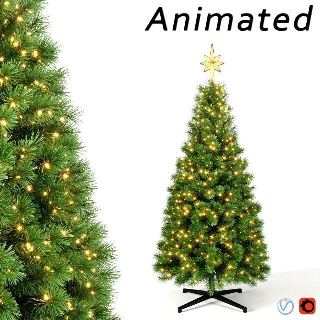 christmas tree with animated lights - 7 feet