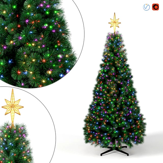 christmas tree 9 feet with multicolor lights