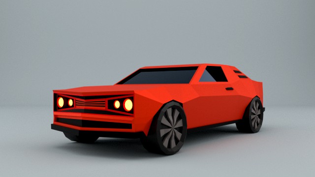 low-poly car prototype dodge challenger game ready low-poly