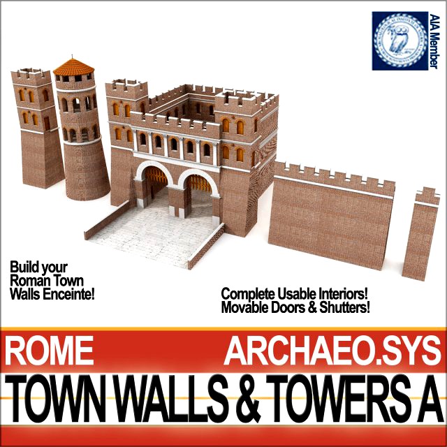ancient roman town walls and towers a